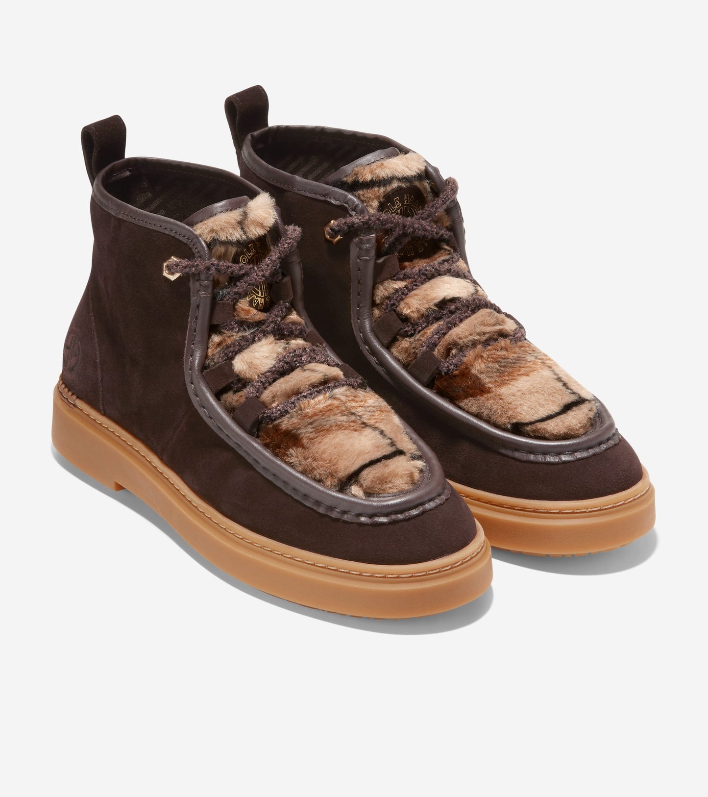 W26326:CH DARK CHOCOLATE WP SUEDE/ BROWN PLAID FUR/CH DARK CHOCOLATE&IVORY LACES/MEDIUM GUM OS